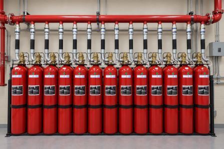 Установка системы пожаротушения газом